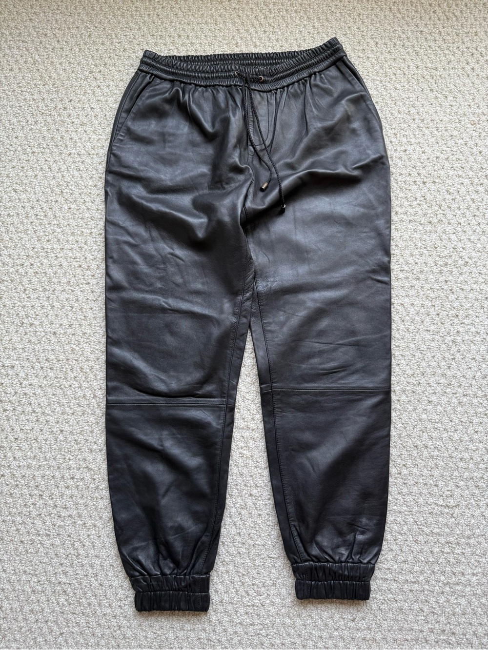 Paige Genuine Leather Black Jogger Pants size Medium